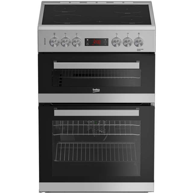 Beko EDC634S 60Cm Double Oven Electric Cooker With Ceramic Hob - Silver
