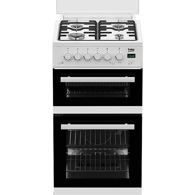Beko EDG507W 50Cm Twin Cavity Gas Cooker With Gas Hob