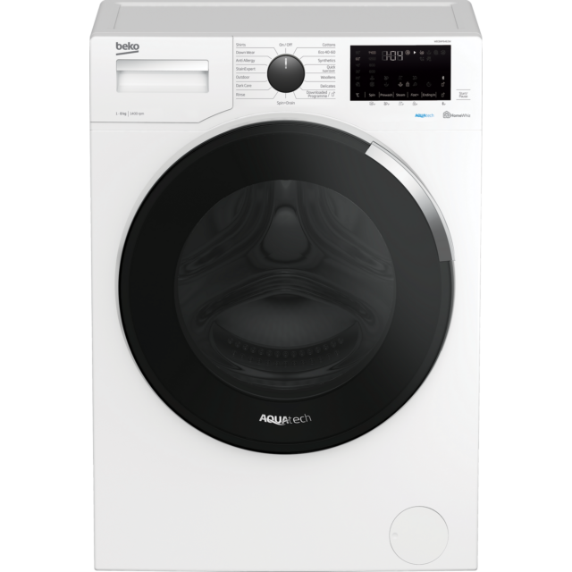 Beko WEC84P64E2W 8Kg AquaTech Washing Machine with SteamCure