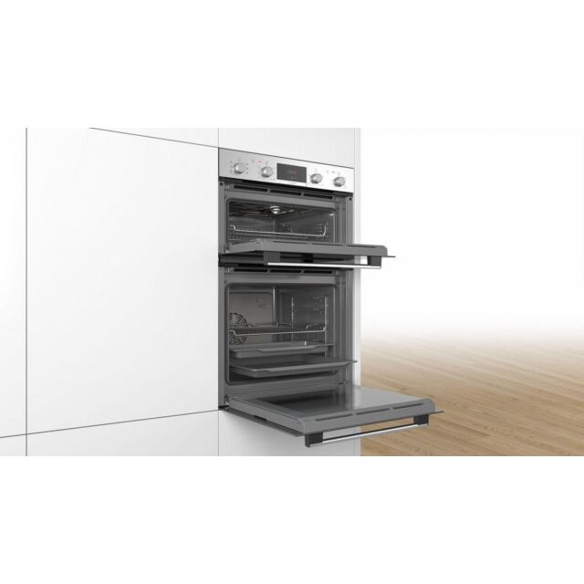 Bosch MBS533BS0B Built In Electric Double Oven With 3D Hot Air - Stainless Steel