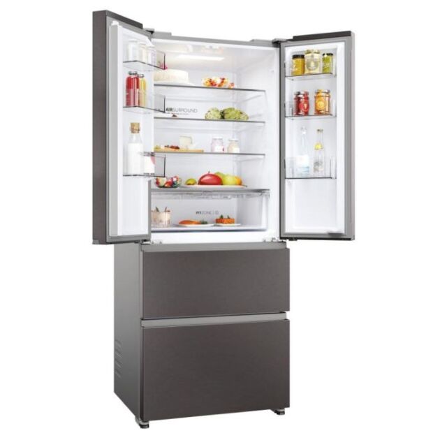 Haier HFR3718ENMD 70Cm 60/40 Total No Frost Fridge Freezer - Dark Inox