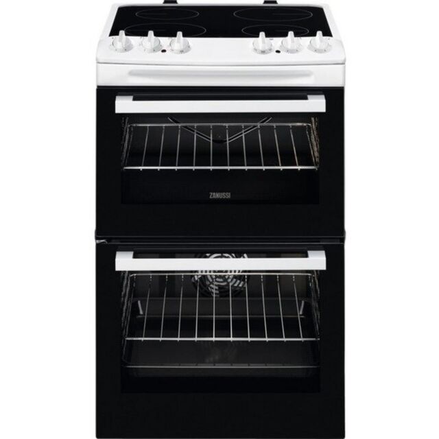 Zanussi ZCV46050WA 55Cm Electric Double Oven With Ceramic Hob